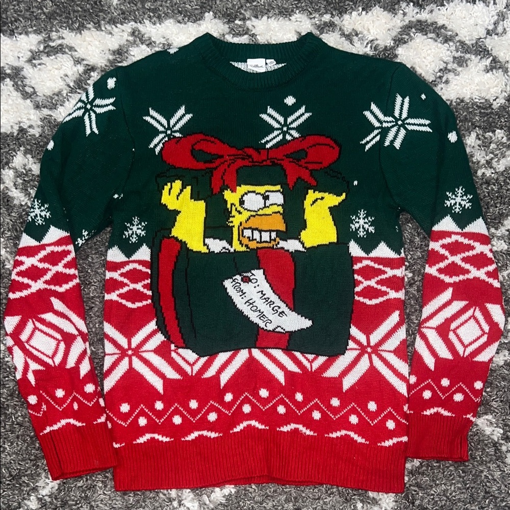 The Simpson’s Men’s Ugly Christmas Sweater ‘To Marge From Homer’ - Medium